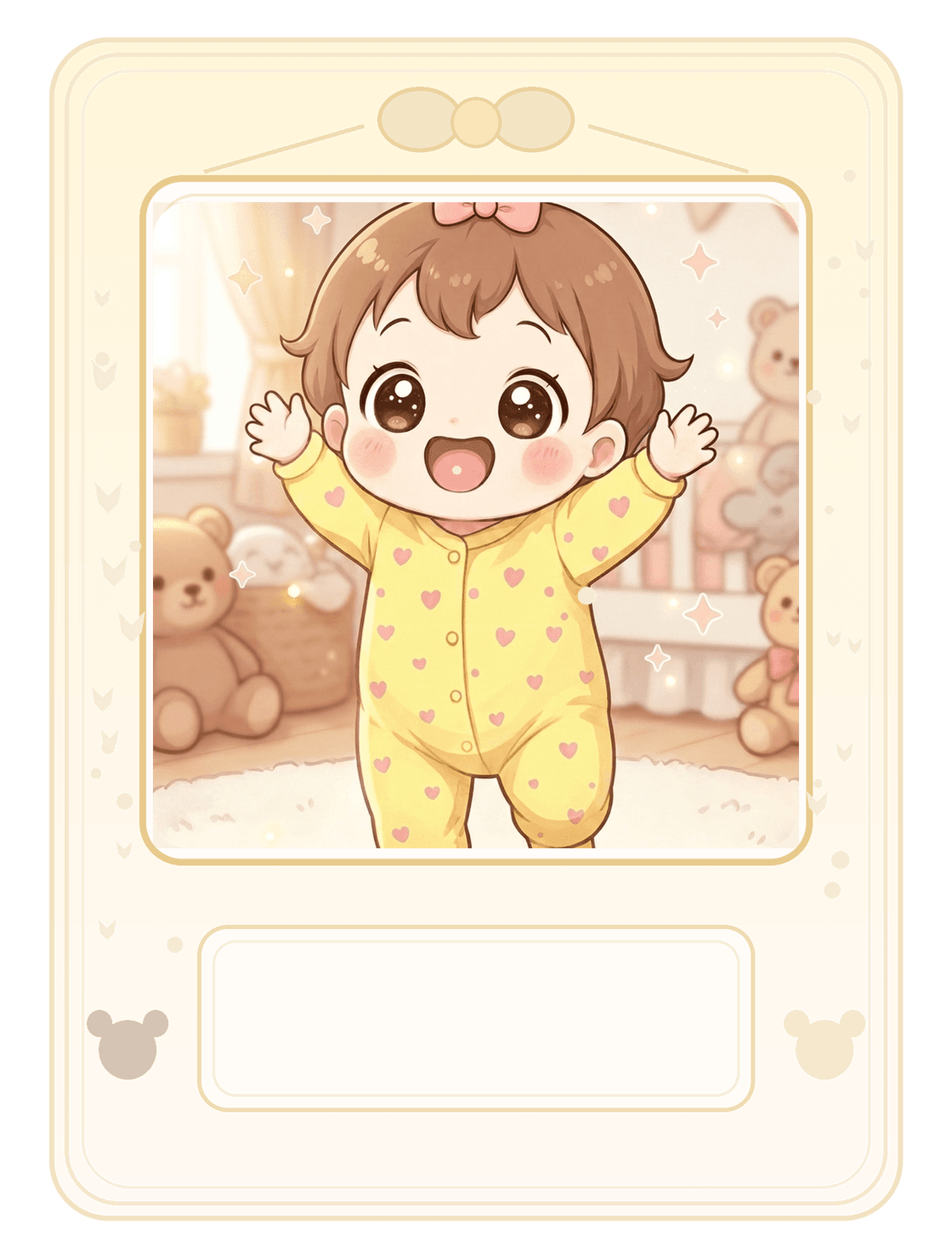 Baby book page for first steps milestone